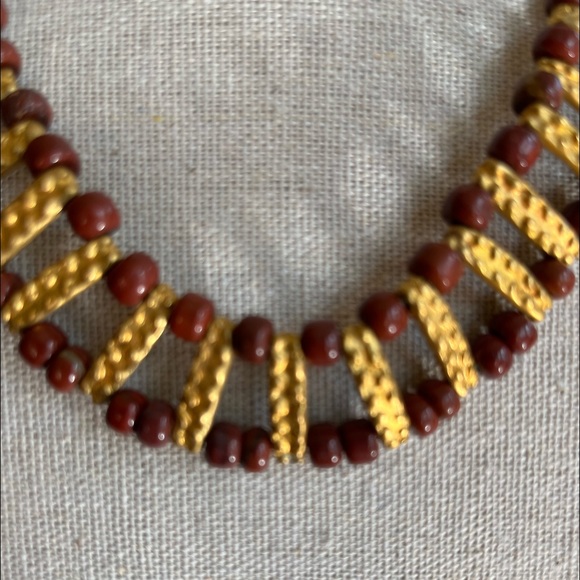 L.A. Cano Choker and Earring Set of 24k Gold  and Jasper Stones - Picture 3 of 16